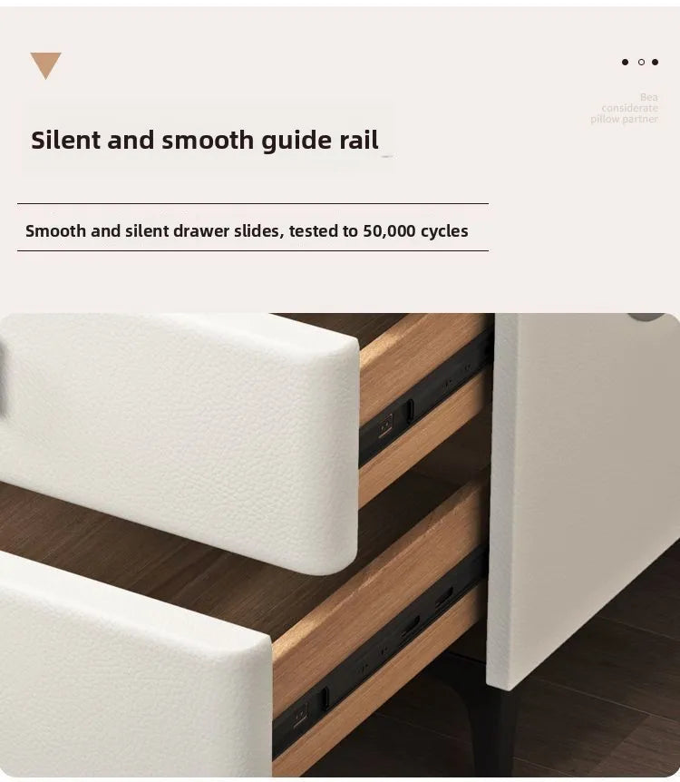 Smart Multifunctional Bedside Table with Wireless ChargerTouch Control 3-Color LEDLightModern Nightstand with Solid Wood