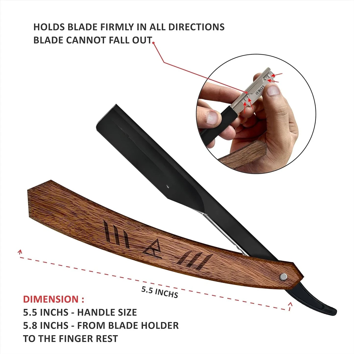 Straight Razor for Men, Professional Barber Razor with 100 Single Edge Blades, Straight Edge Single Blade Razors for Men