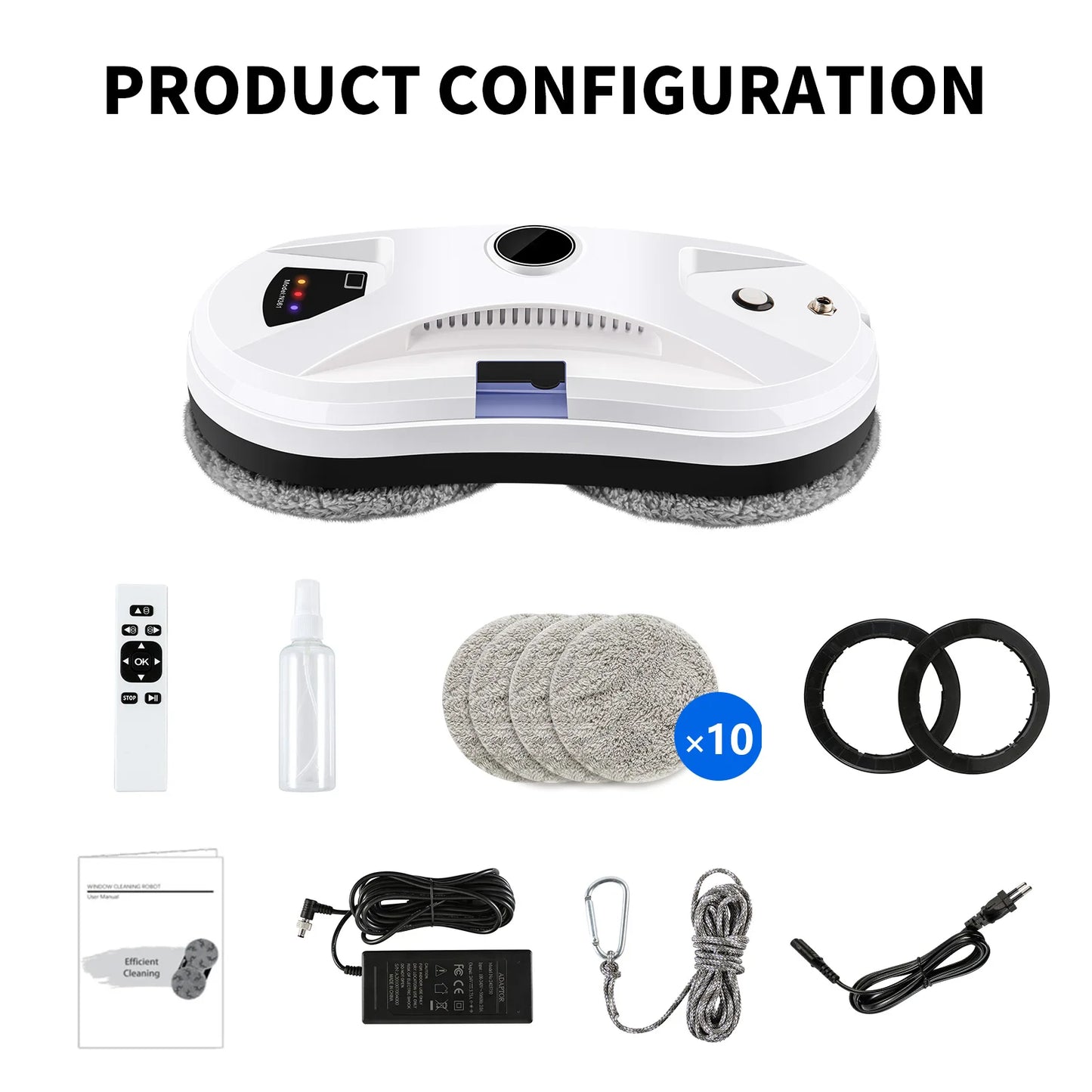 DIVEDEER Intelligent water spray window cleaner with automatic water spray function anti-fall magnetic glass home smart cleaner