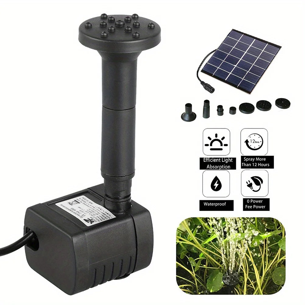 Solar Fountain with 6 Nozzles - 1.4W Solar Panel Floating Water Pump for Bird Baths, Pools, Garden DIY Waterfall Yard Decor