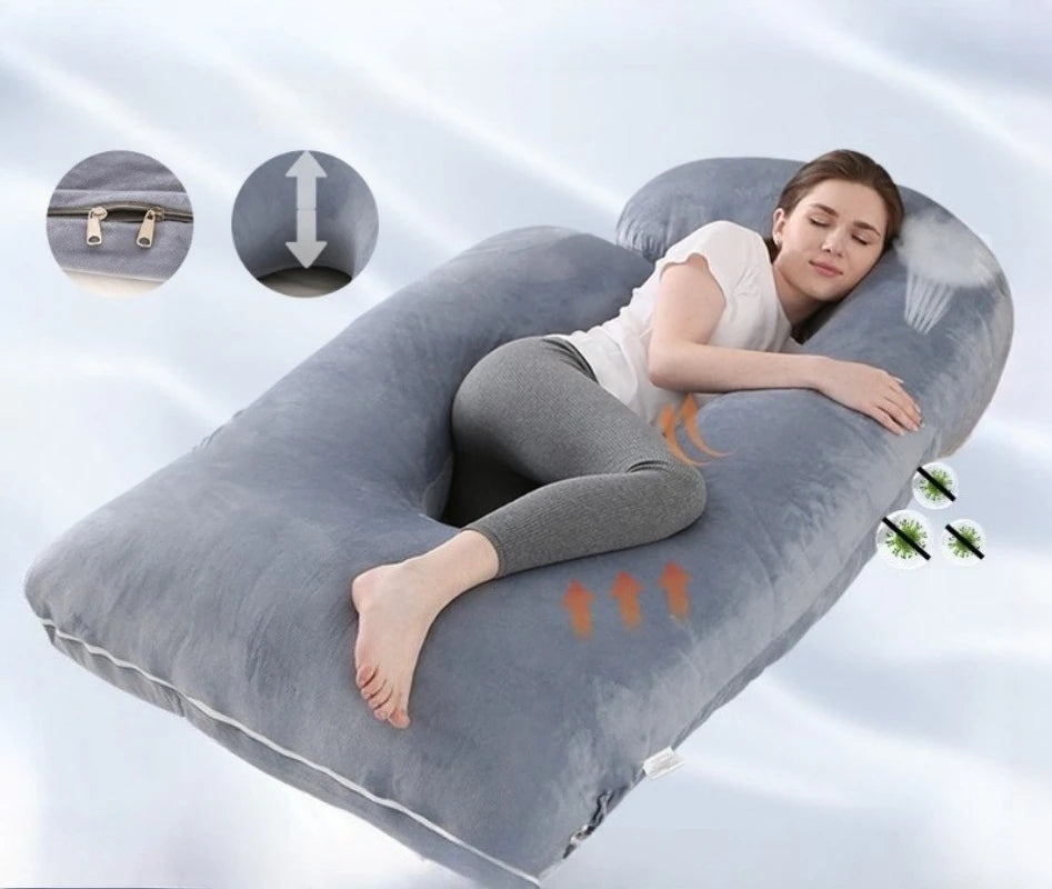 Pregnancy Pillow G Type Maternity Side Sleeper Pillow Waist Belly Support Pillow Removable Cover for Pregnant Women