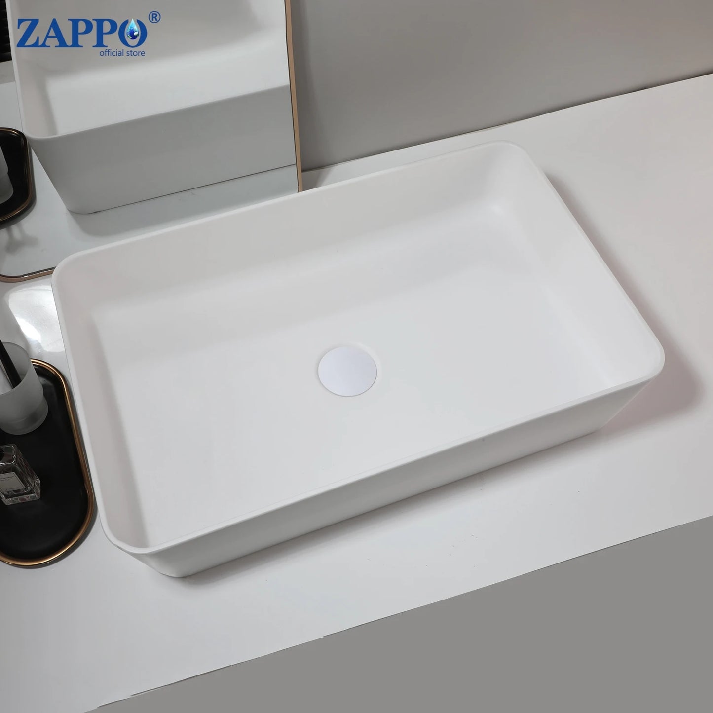 ZAPPO Vessel Sink With Drain Stone Resin Washbasin