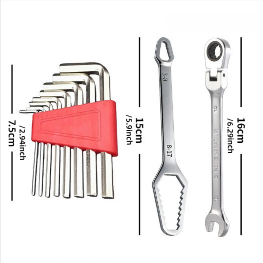 10PC Auto Repair Wrench Set, Hand Tools Suitable for Automobile Maintenance, Garage Workshop, Household DIY and Mechanical Repai