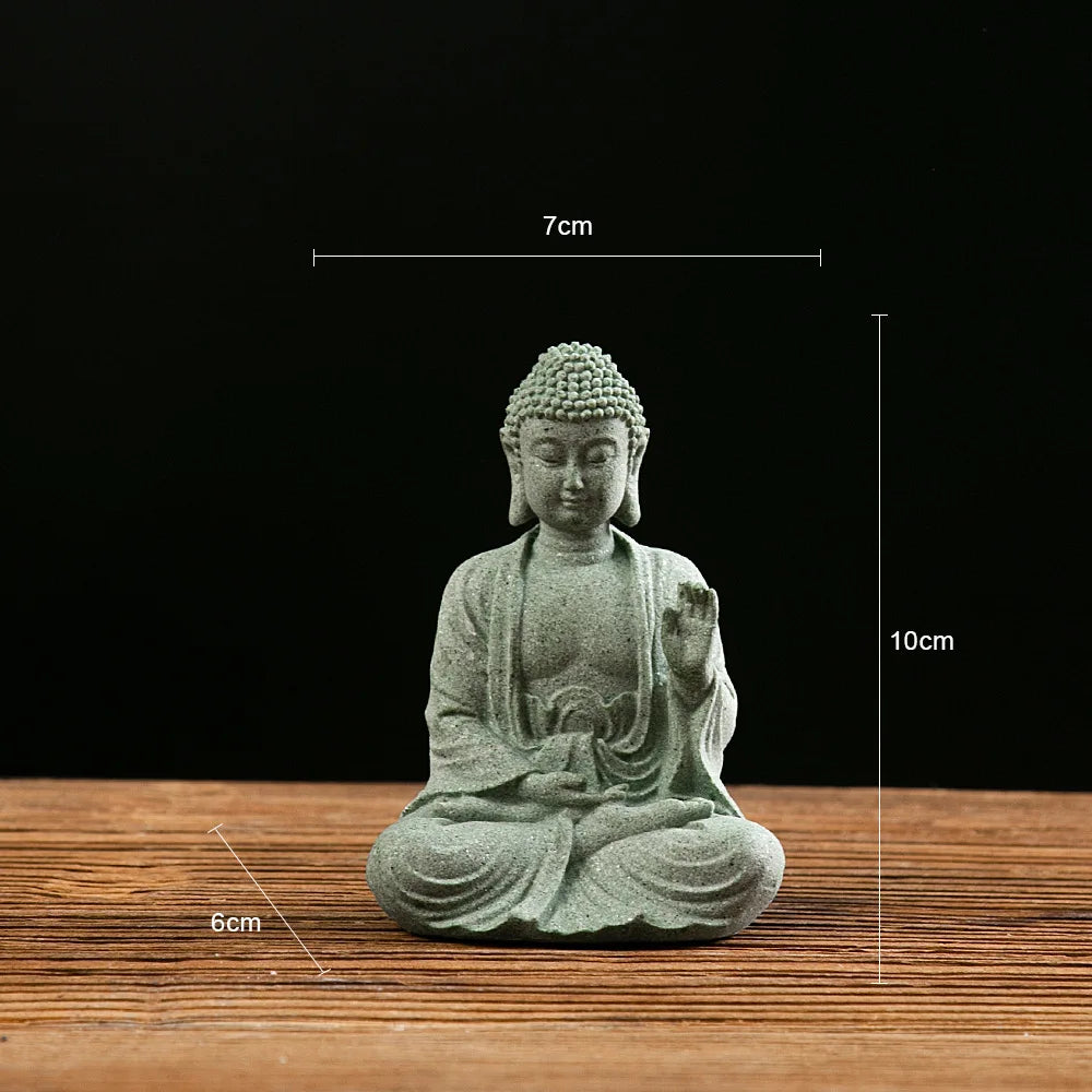 Buddha Statue Fish Tank Decoration Mini Buddhism Figurine Desk Topper Tablescape Decor Home Zen Statue Living Room Decoration
