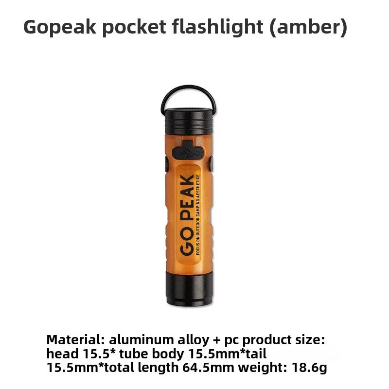 Gopeak 5050 Mini USB Rechargeable LED Pocket Flashlight Clip-on Hat Light Keychain Torch for Camping Hiking Outdoor Portable