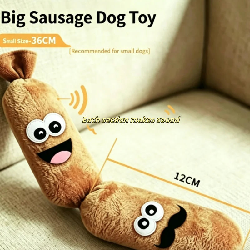 Bite Resistant Squeaky Soft Plush Dog Sausage Chew Toy