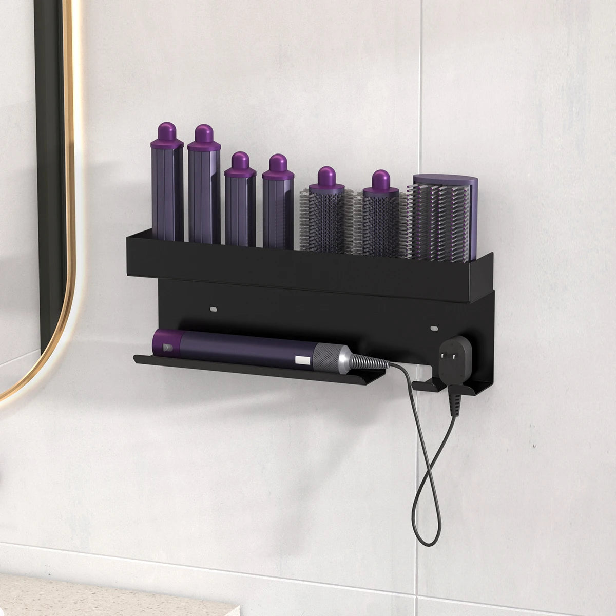 Bathroom hair dryer stand, hair straightener, styling tool holder - suitable for bathrooms, bedrooms, and hair salons