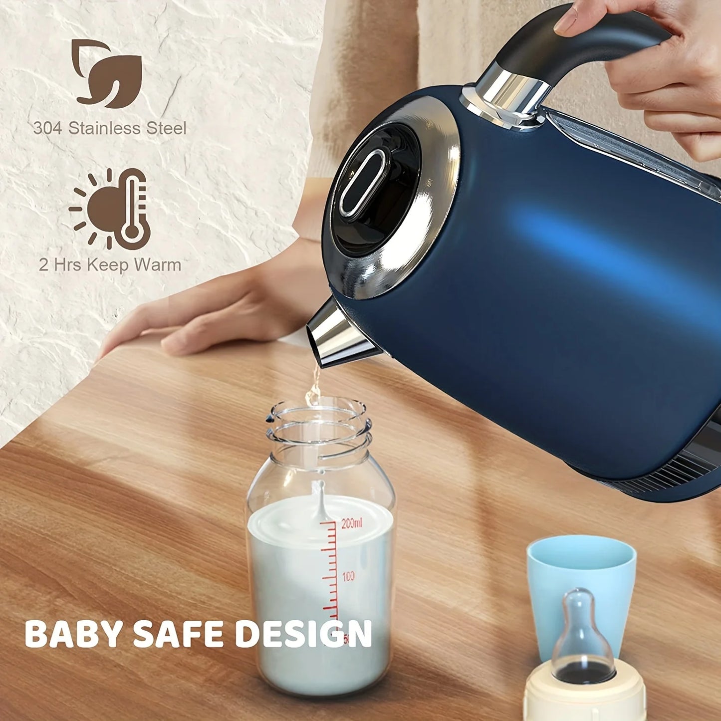 1pc 1.8QT Electric Kettle with Temperature Control 1100W