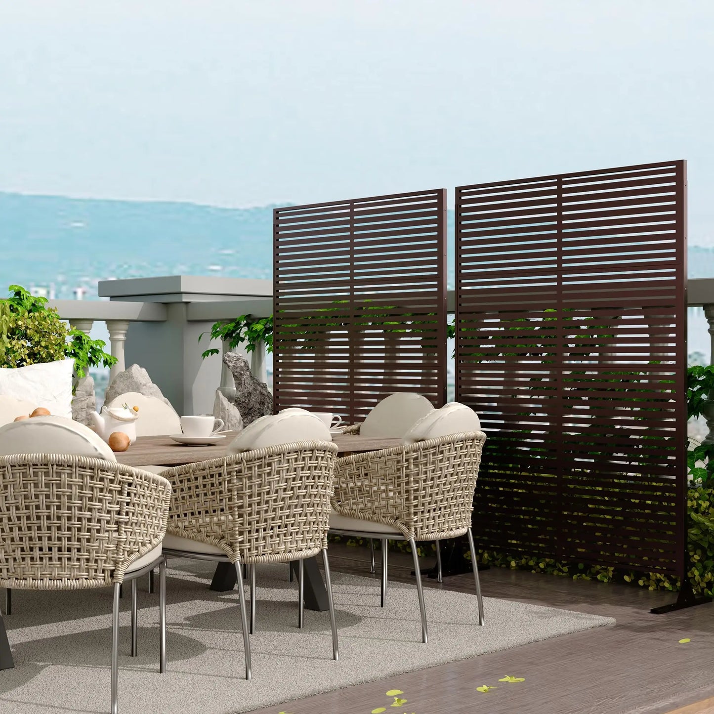 Decorative Wrought Privacy Screen – Easy Snap-Together Room Divider for Indoor/Outdoor Use, Breathable Wind-Resistant Partition