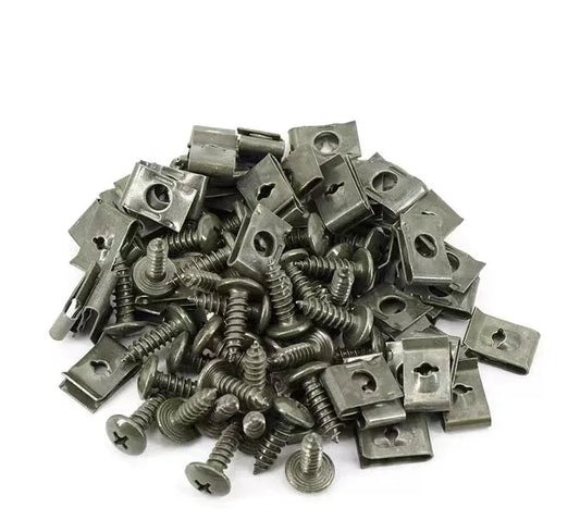 10-200pcs Car Metal Screw Clips Set U-Type Fastener Clip with Screw Anti-rust Fender Bumper Protection Buckle Iron Sheet Screw