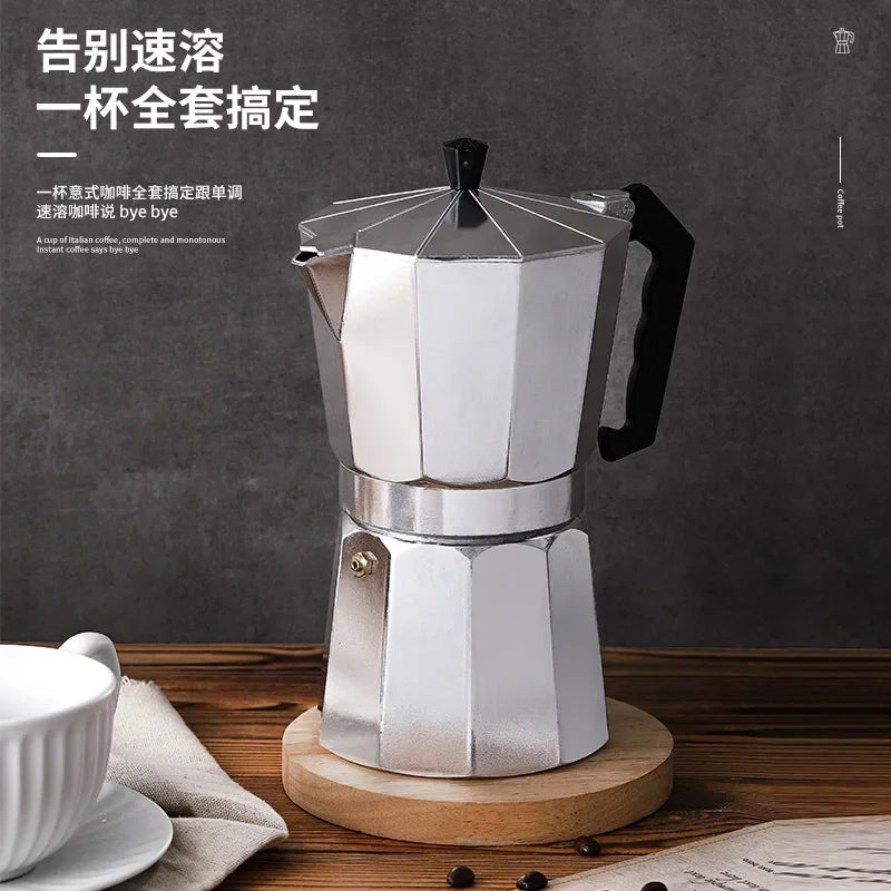 Retro Italian Moka Pot Coffee Maker Stainless Steel Portable