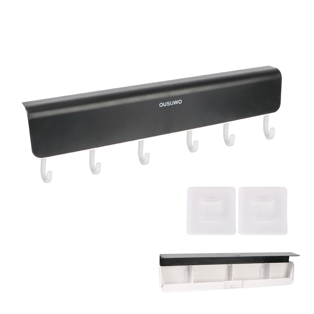 Bathroom Accessories Wall-Mounted For Bathroom Door  Clothes Key Organizer Punch-Free With Hook Shelf Storage Box Storage Rack