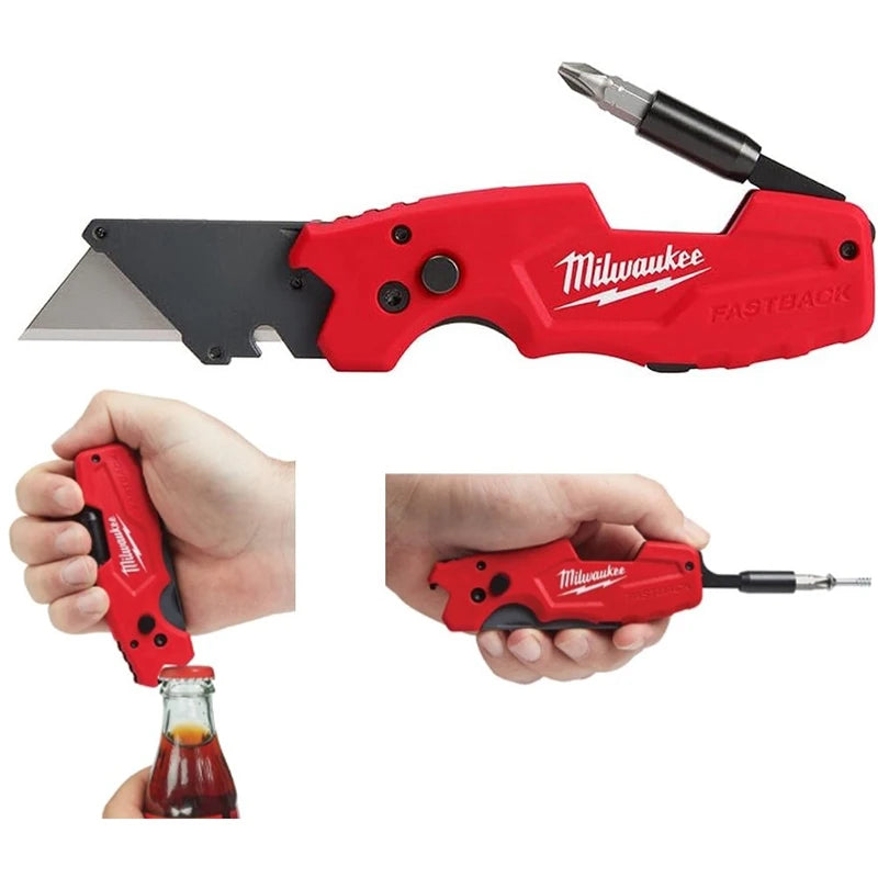 Milwaukee 48-22-1505 FASTBACK 6-in-1 Utility Knife Multi-Tool with Screwdriver Wire Stripper & Bottle Opener