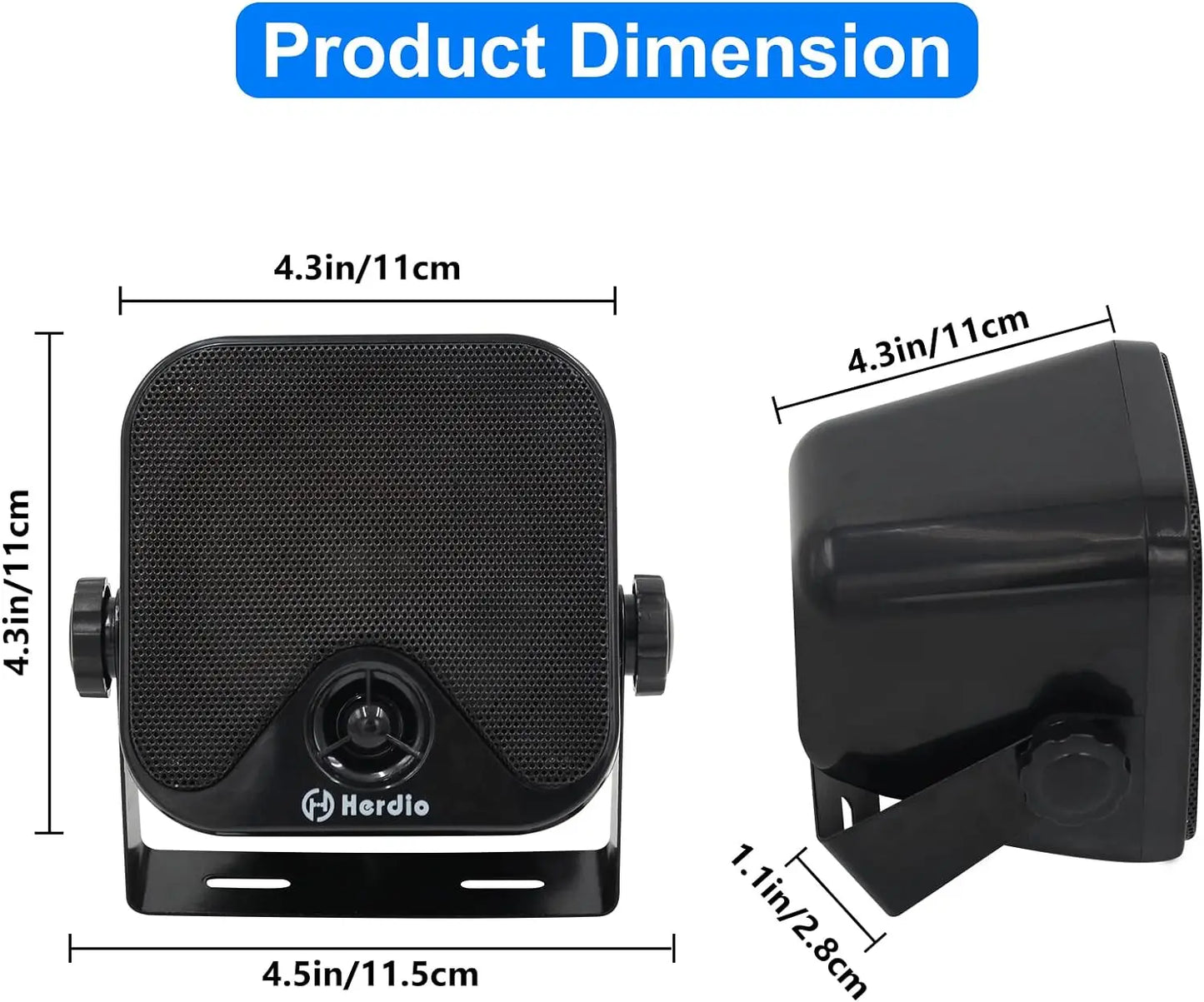 Herdio Waterproof Marine Speakers 100W Outdoor ATV UTV