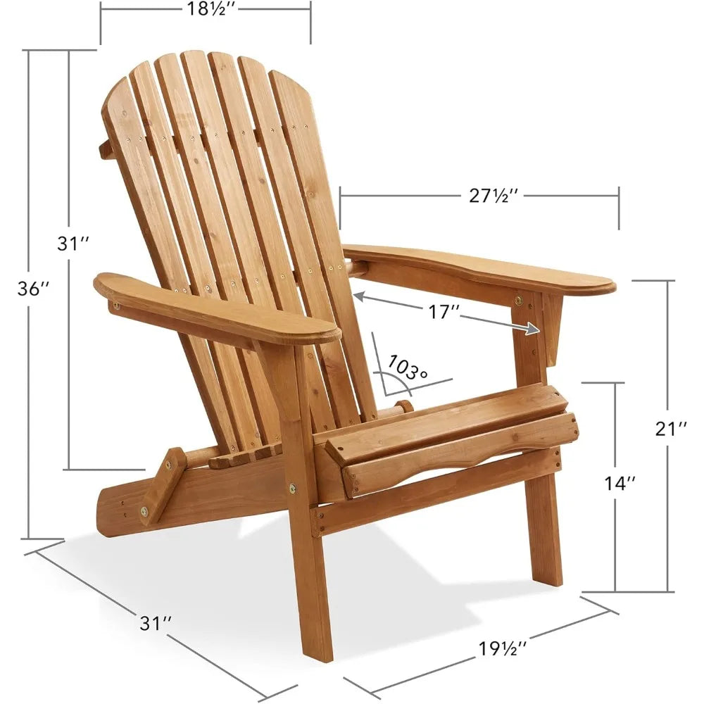 Folding Adirondack Chair Set of 2 Cedar Wood Outdoor Chairs