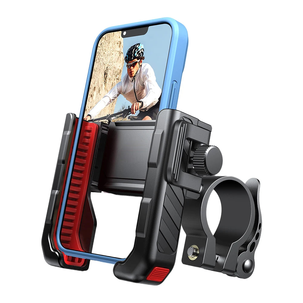 Metal Motorcycle Phone Holder Shockproof Riding Phone Stand One-hand Operation Cycling Phone Support for Mobile Phone 4.7-7 Inch