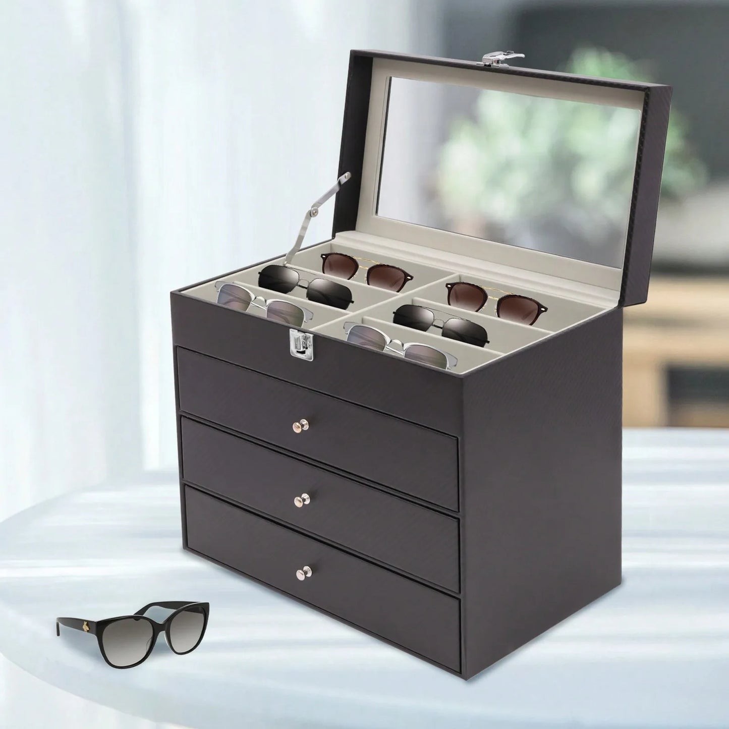 Sunglasses Organizer And Jewelry Box With Watch Display