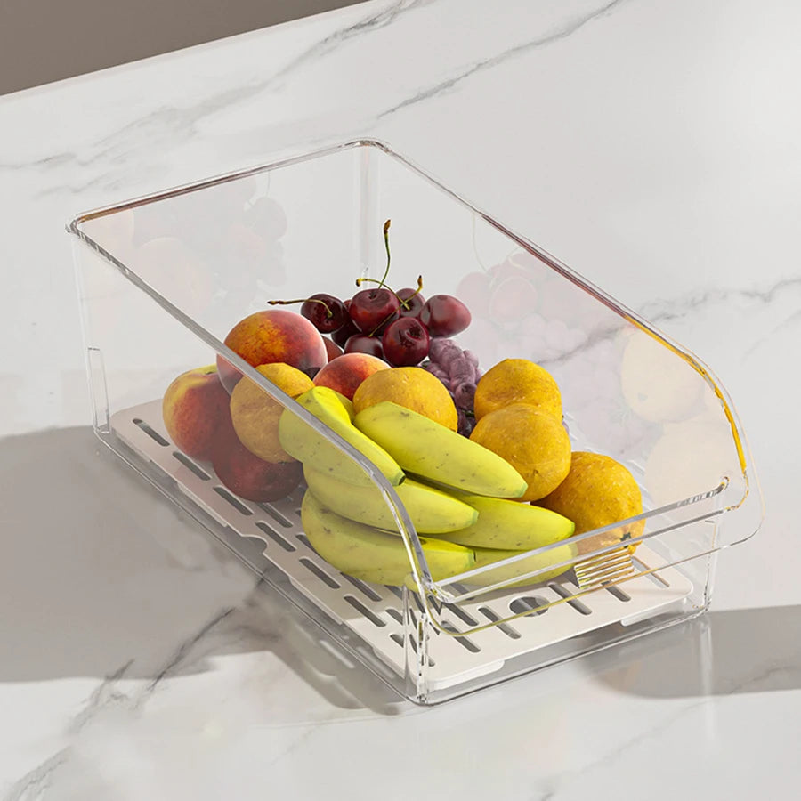 Clear Fridge Organizer, Refrigerator Organizer Bins with Handle, Freezer, Kitchen Cabinet, Pantry Organization, Fridge Organizer