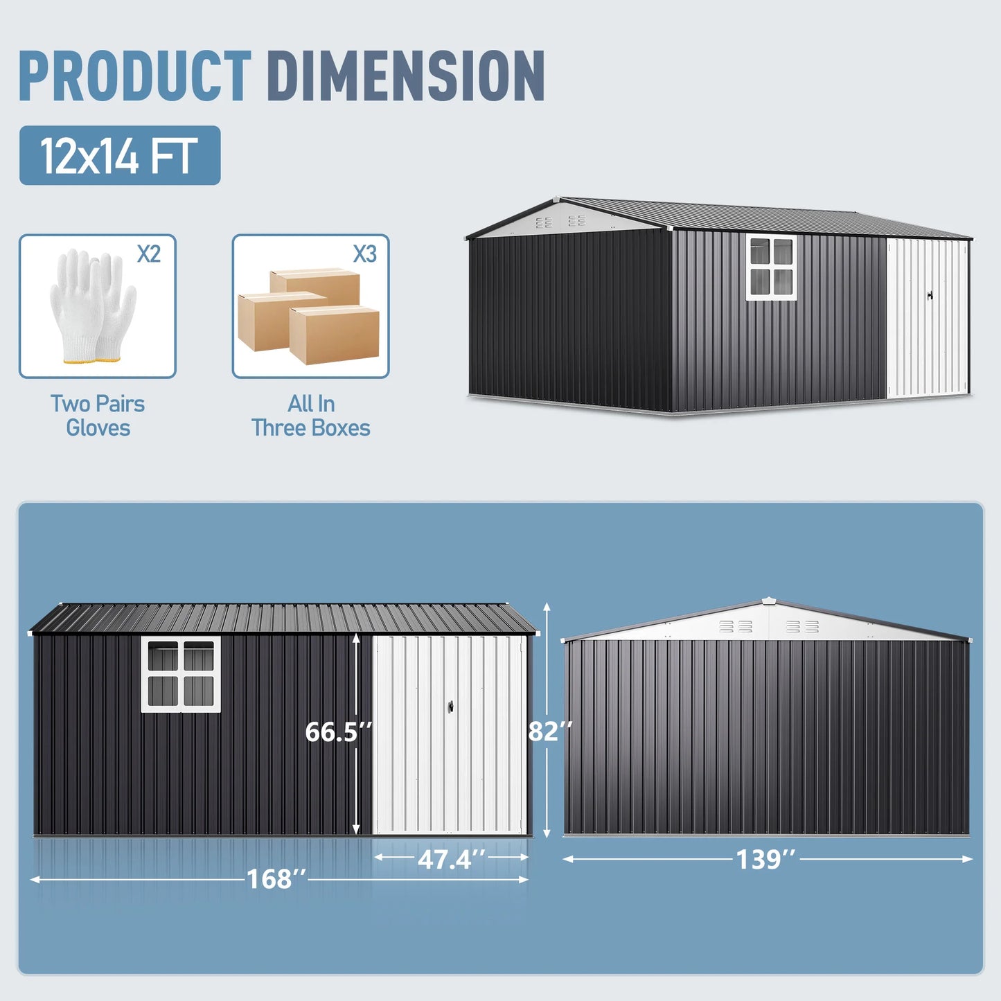 VIWAT Outdoor Heavy Duty Metal Storage Shed With Window