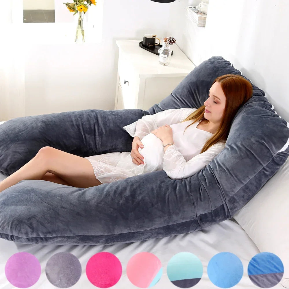 Soft U Shaped Pregnancy Pillow For Side Sleeping Relief