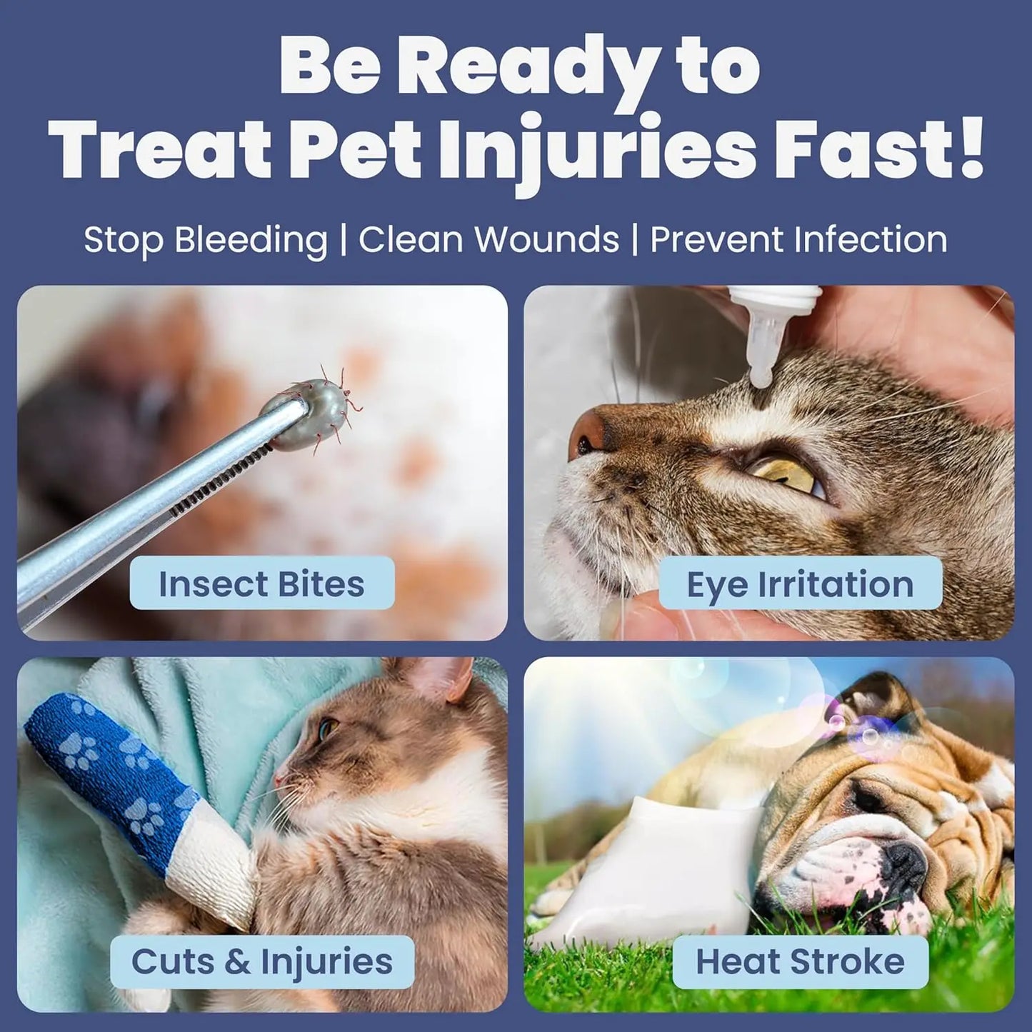 Emergency Pet First Aid Kit for Dogs & Cats - Vet-Approved Supplies with Guide, Tick Remover, and Travel Case