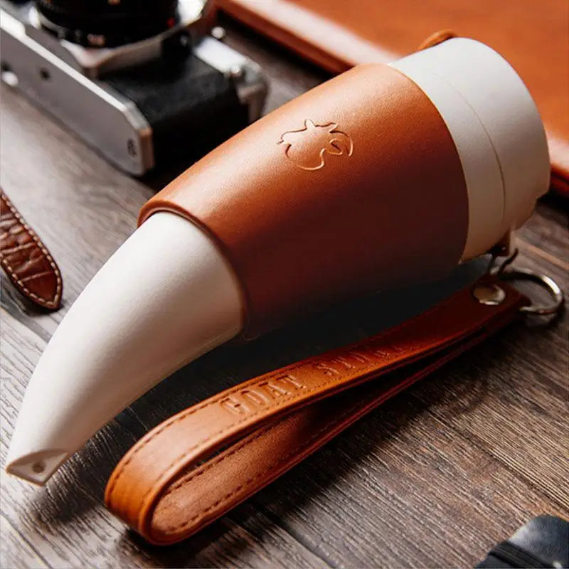 1Pc Stainless Steel Goat Horns Thermos Mug Coffee Cup Insulation Vacuum Flask Couple Traveling Hot Water Tea Cup