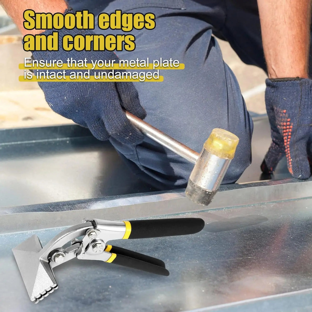 Hand Seamer, Straight Jaw Sheet Metal Bender Tools, Sheet Metal Seamer Form Edge Seamer Seaming Plier with Ergonomic Handle,