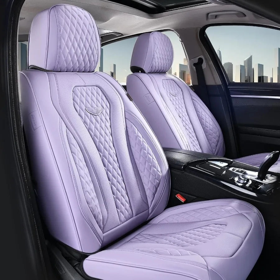 Luxury Auto Seat Covers for Front Seats with Purple Design Universal Fit Leatherette Car Seat Protector for Most Cars HighQuali