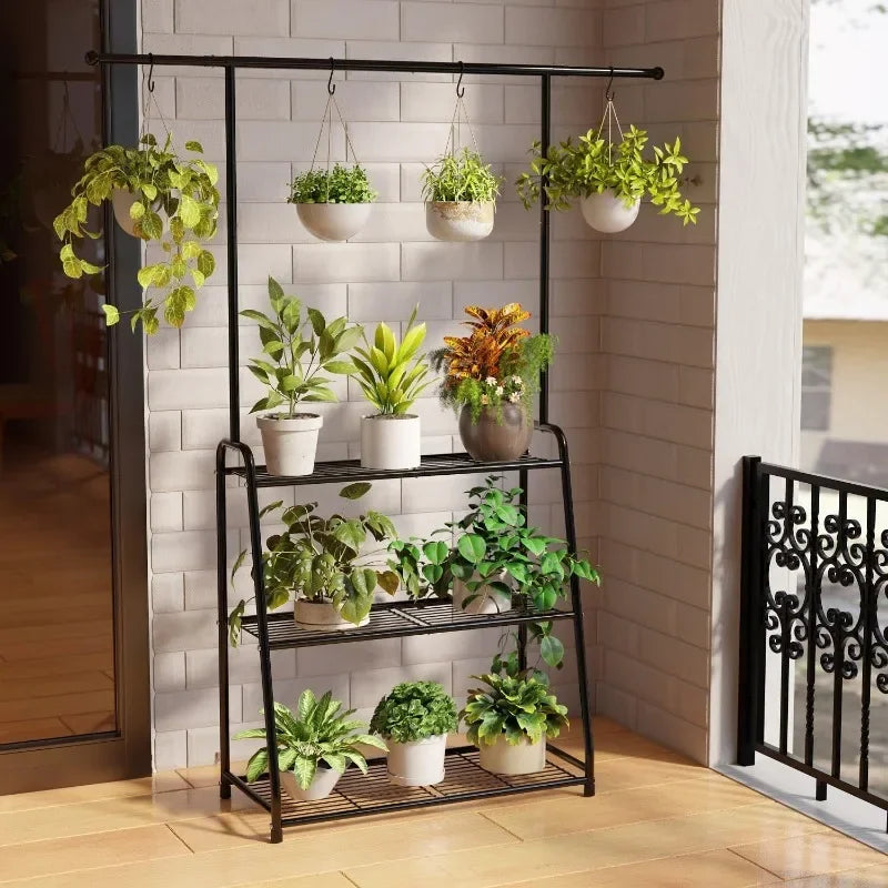 3-Tier Metal Plant Stand for Indoor and Outdoor Use