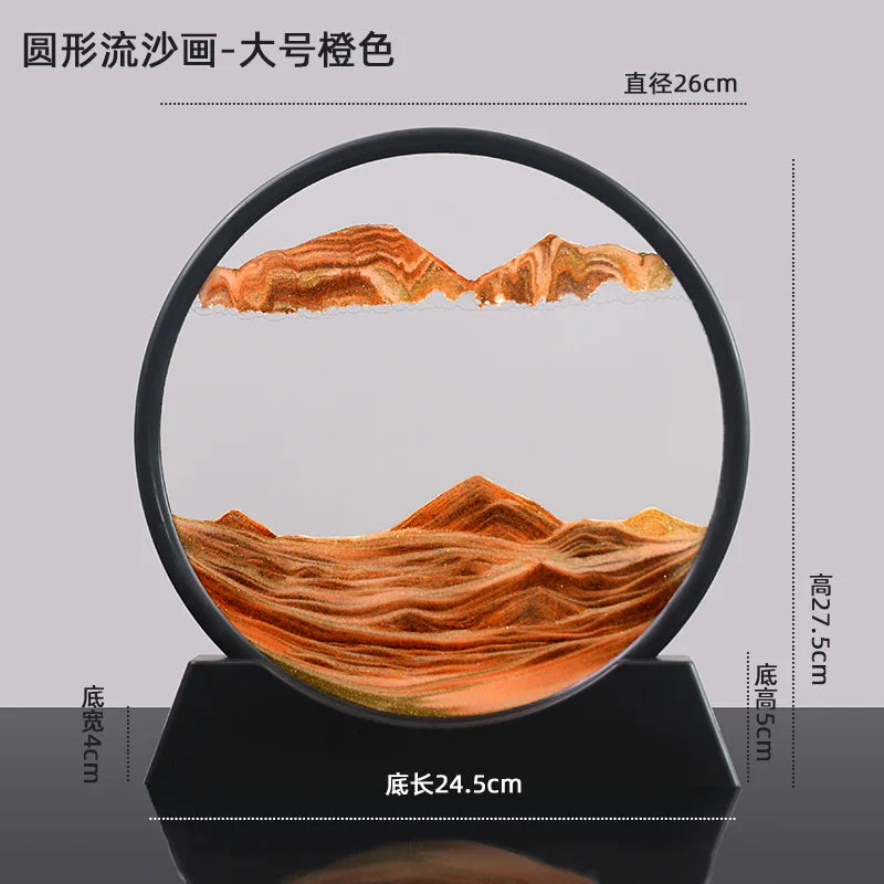 7/12inch Moving 3D Sand Art Picture Round Glass Hourglass Deep Sea Sandscape In Motion Display Flowing Sand Frame For home Decor