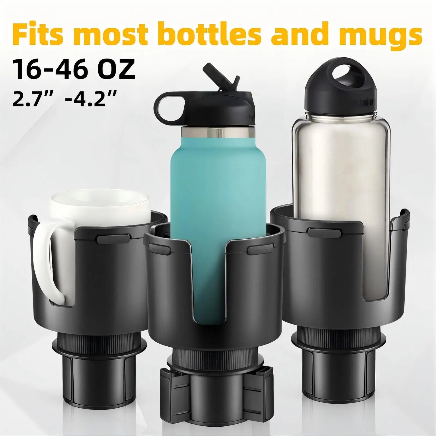 Car Cup Holder Expander Expandable Base Adapter for Fits Yeti 30/46oz, Hydroflask 40oz, Large Water Bottles in 2.8"-4.2" 16-46oz