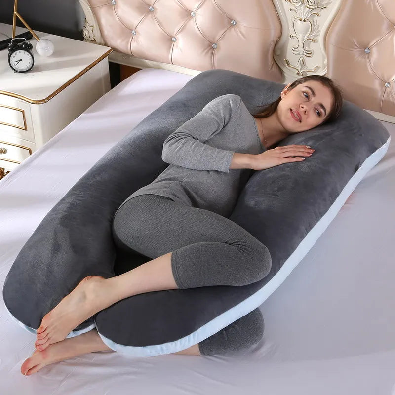 Soft U Shaped Pregnancy Pillow For Side Sleeping Relief