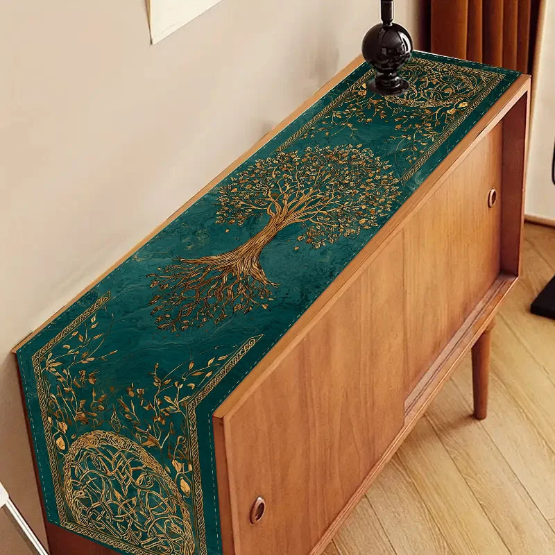 Artistic Celtic Knot Tree Of Life Linen Table Runner