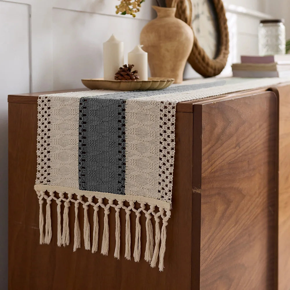 Contemporary Bohemian Rustic Table Runner For Home Decor