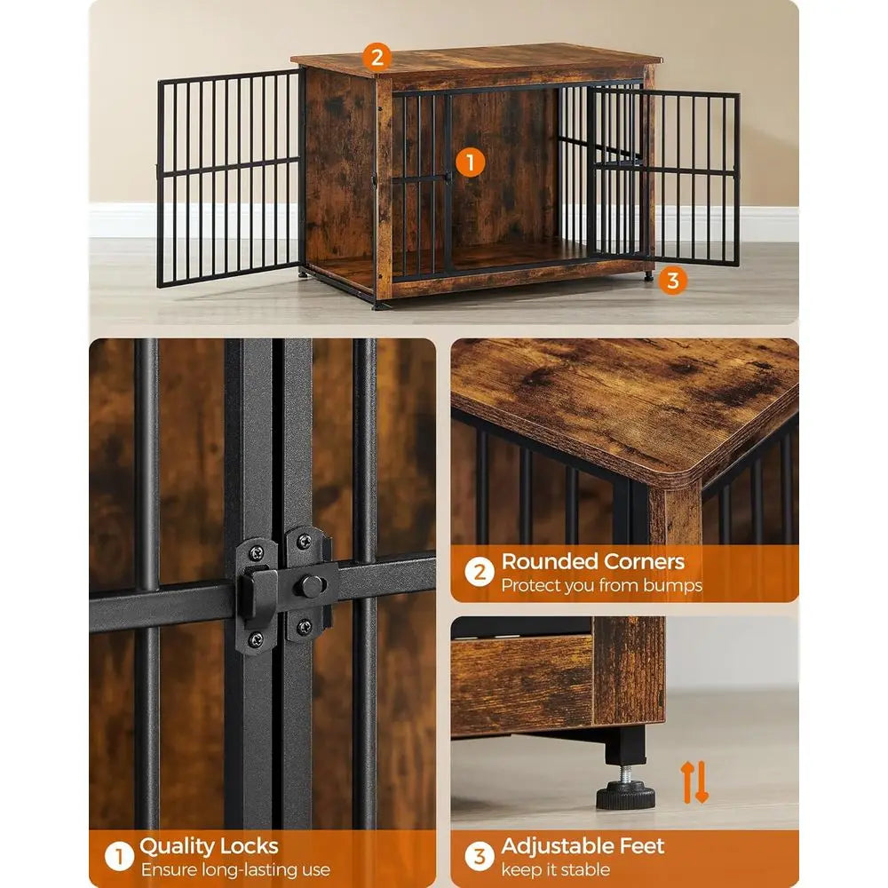 38.6" Dog Crate urniture, Heavy-Duty Dog Cage Side End Table, XL Pet Wood Kennel or Large and Medium Dogs up to 70 lb with Enclo