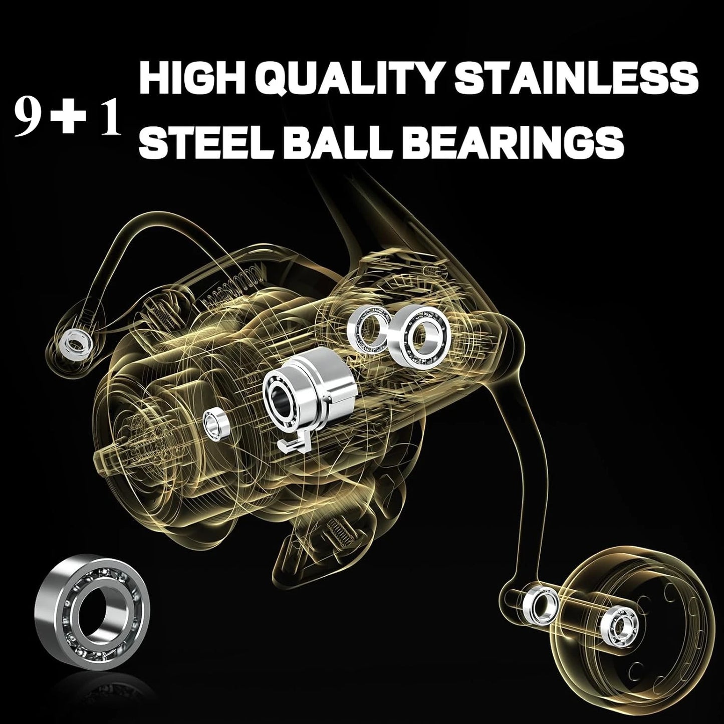 Spinning Reel, 9+1 BB Incredibly Smooth Fishing Reels, Carbon Fiber Ultralight Spinning Reels Stainless Steel Main Shaft Saltwater And Freshwater Fishing Reels