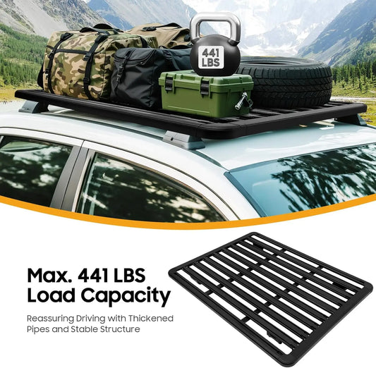 63*47.24In Platform Flat Roof Rack,330.69-440.92lbs Capacity Car Top Flat Roof Luggage Rack Universal Roof Flat Rack
