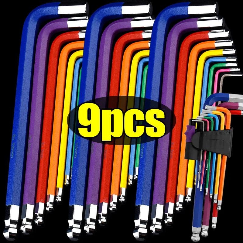 Nine-Piece L-Shaped Hex Wrench Set for Bicycle Repair