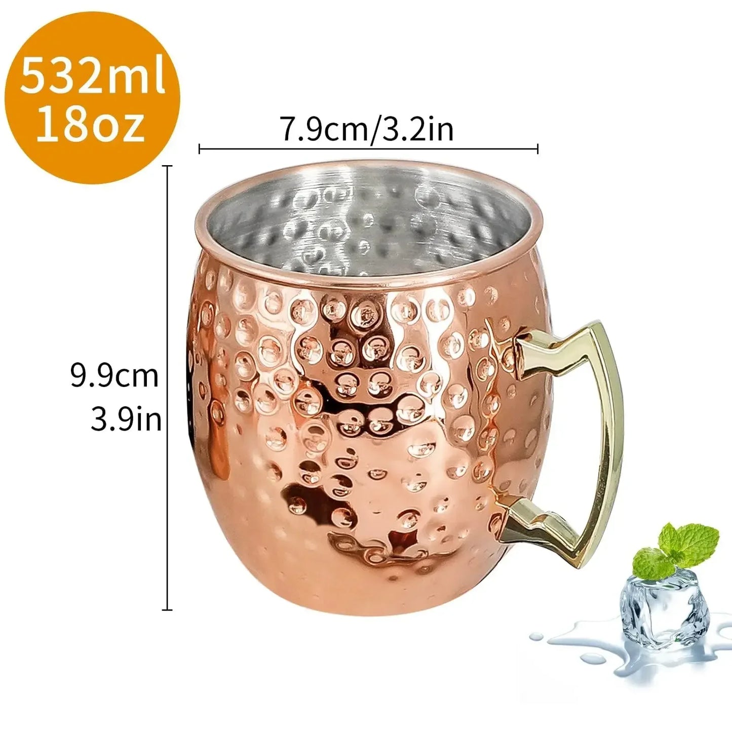 Moscow Mule Copper Mugs 100% Handcrafted Food Safe Pure Solid Copper Mugs 16 oz Christmas Gift Set Party Bar Drinkware Tools