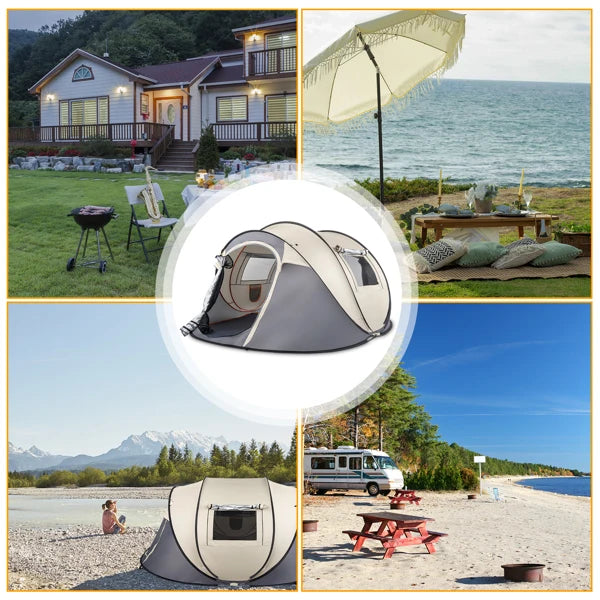4-Person No-Install Pop Up Tent, Universal for Camping & Fishing