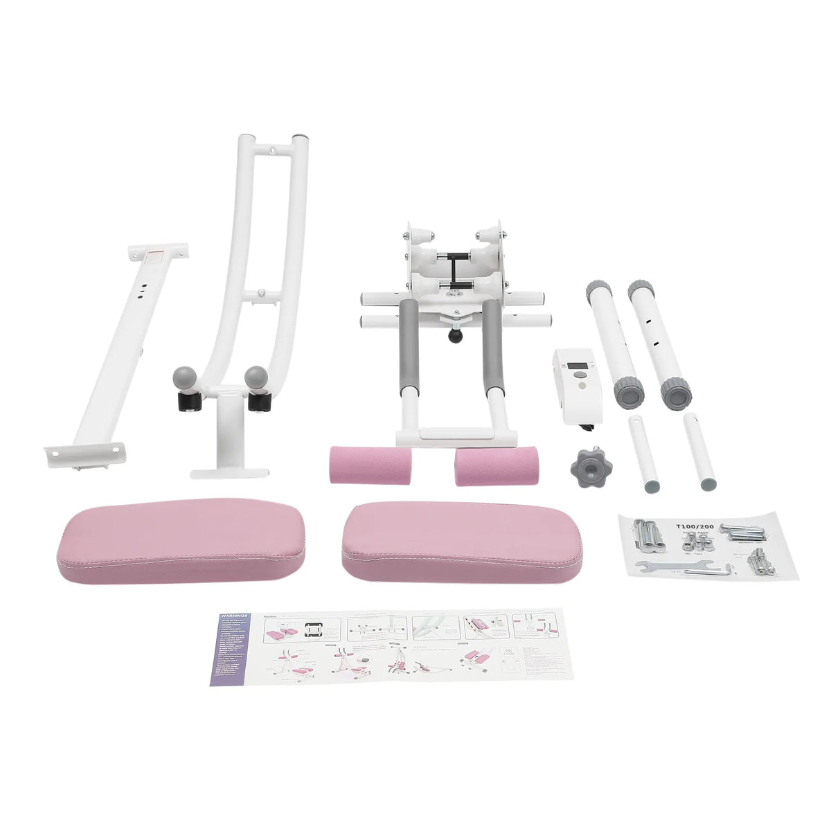 Ab Trainer Machine with LED Display, 3-Level Adjustable Abdominal Workout Equipment with Dual Arc Track, Foldable Core Trainer for Home Gym, Pink