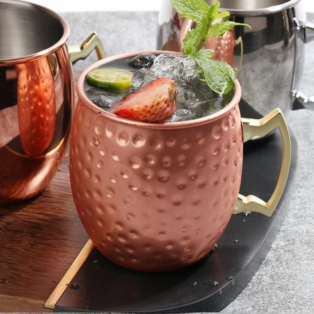 Moscow Mule Copper Mugs 100% Handcrafted Food Safe Pure Solid Copper Mugs 16 oz Christmas Gift Set Party Bar Drinkware Tools