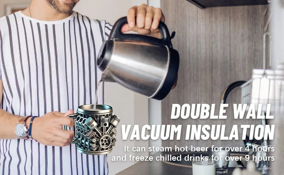 New engine cup, mug, stainless steel liner, coffee cup, creative resin crafts, desktop decoration ornaments