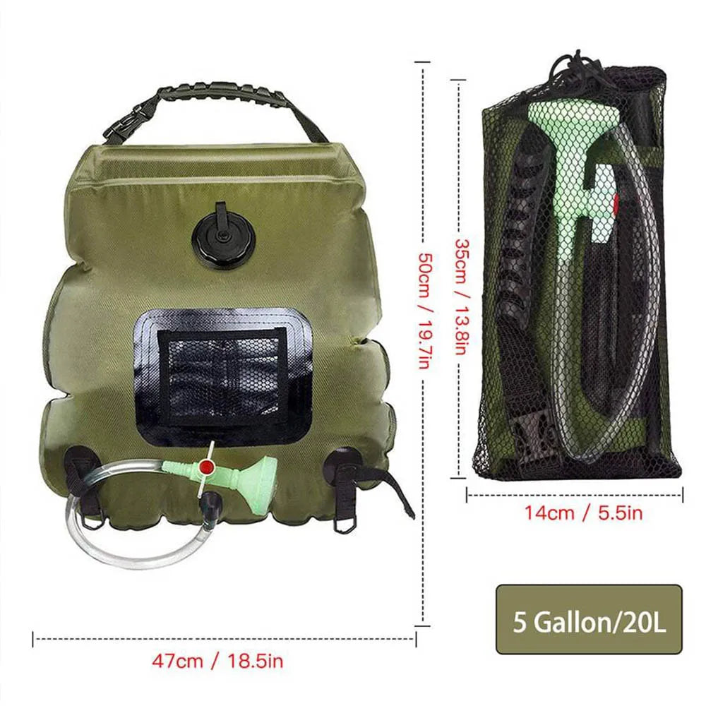 20L Solar Heating Shower Bag 45°C Hot Water Shower Head Portable Water Gear For Camping Beach Travel Outdoor Bath Accessory