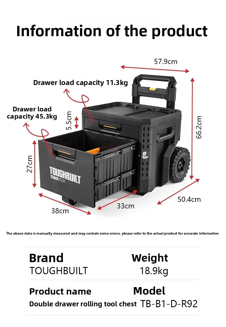 New Design TOUGHBUILT All-in-One Tool Box, Waterproof Stackable Rolling Storage Case for Electrician, Camping, Vehicle & Repair