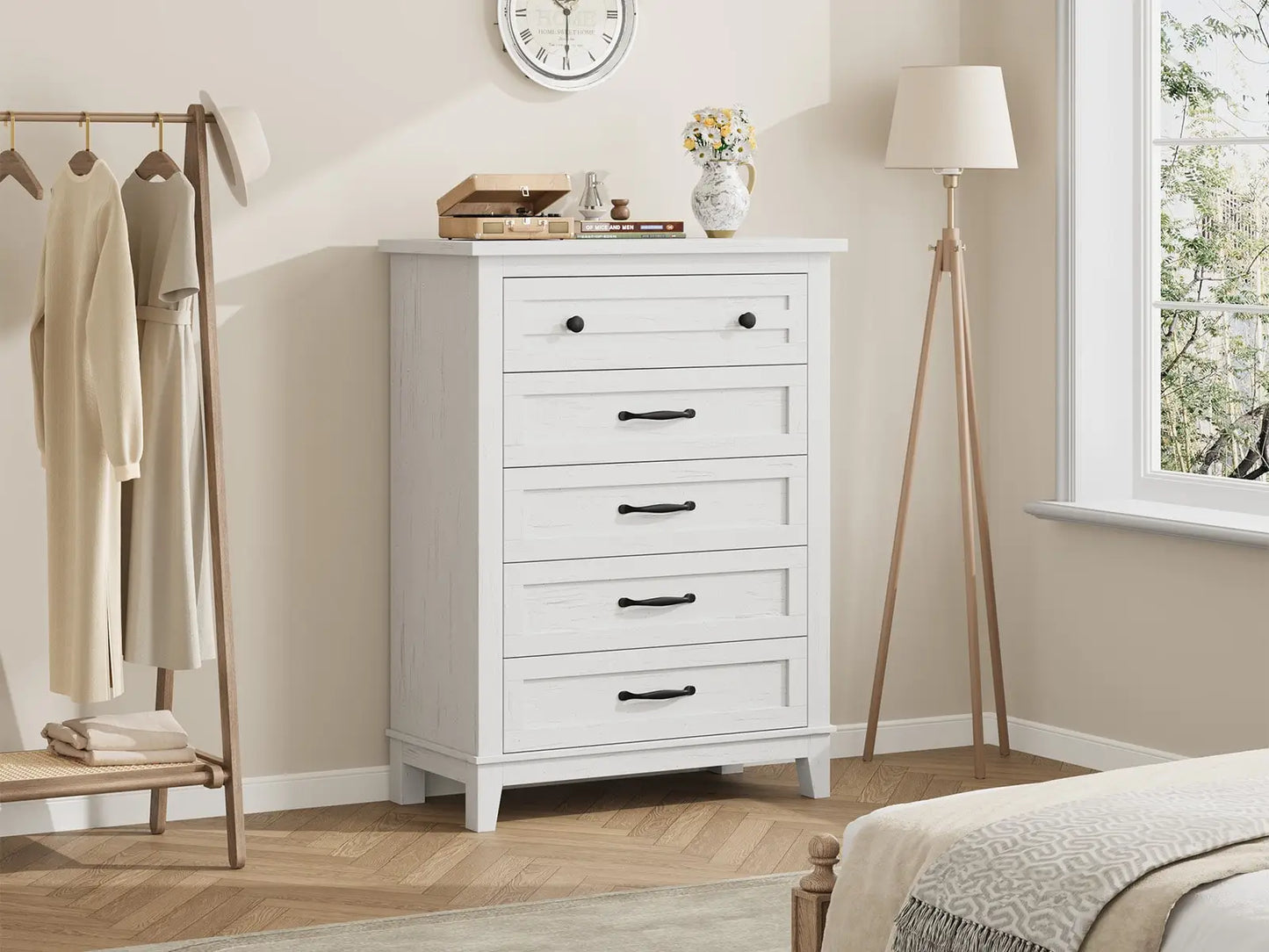 5 Dresser for Bedroom, 41.3 in Tall Vertical Drawer Dresser with Large Storage, Freestanding Wooden Closet Chest for Bedroom, Living Room