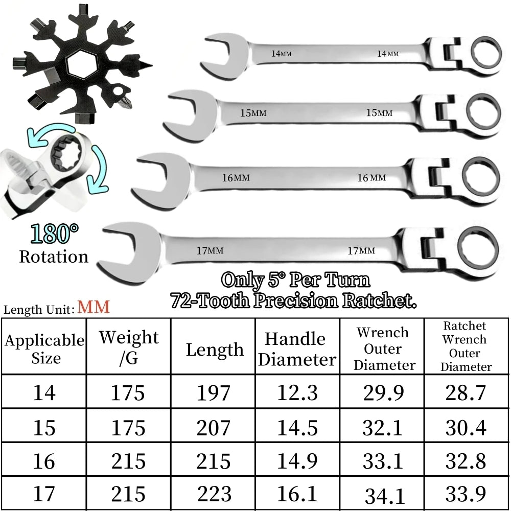 Ratcheting Wrench Set Metric Hand Tools For Car Repair