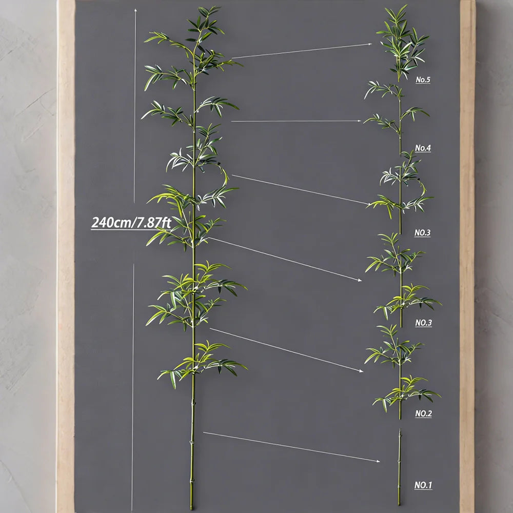 160-270cm Large Artificial Bamboo Tree Fake Palm Plant Faux Fern Bamboo Plants Plastic Bambusa Trees Leaf For Home Garden Decor