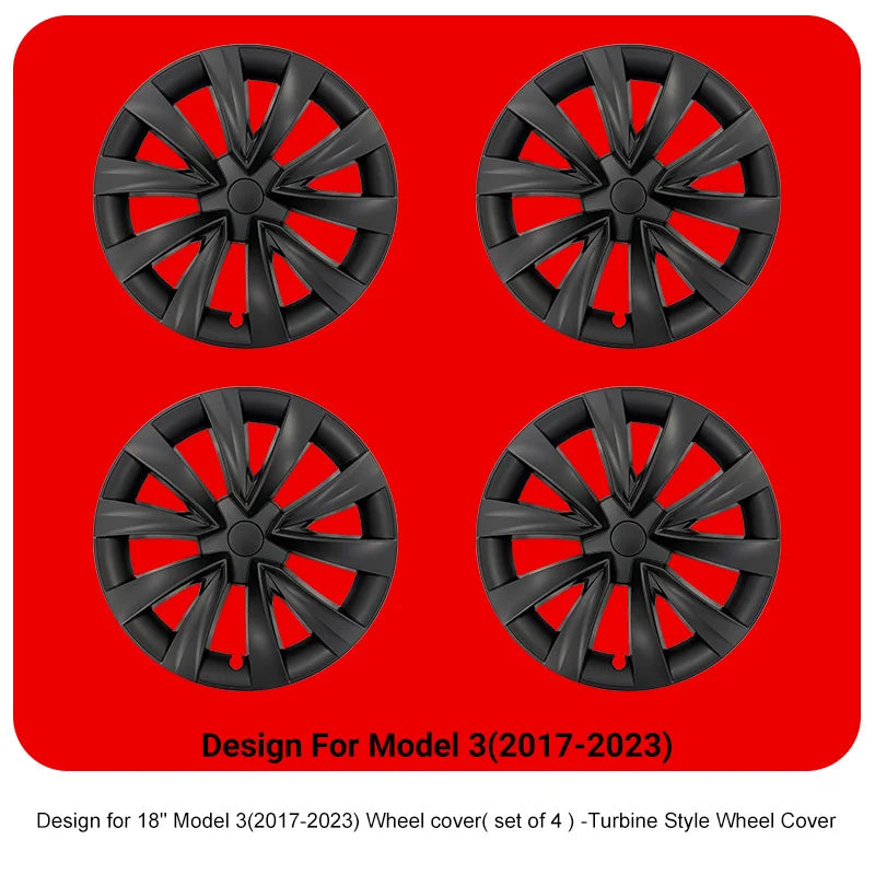 4PCS 18 Inch HubCap for Tesla Model 3 2017-2023 Arachnid Style Automobile Hubcap Replacement Wheels Cover Full Rim Accessorie