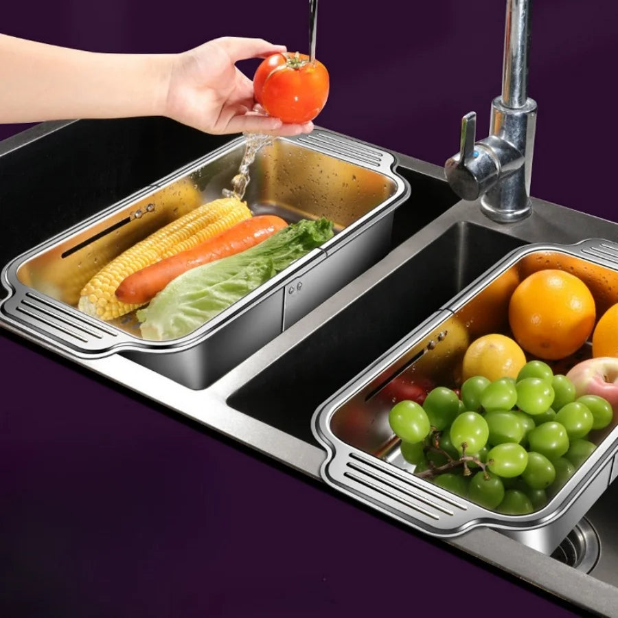 Stainless Steel Telescopic Sink Filter Basket For Pasta